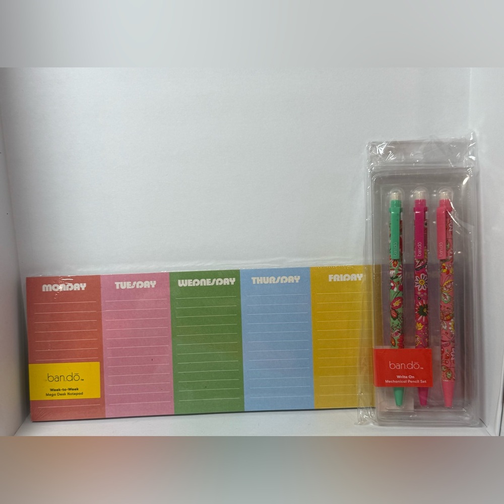 ban.do Stationery Bundle | Weekly Desk Pad + Mechanical Pencils Set | New